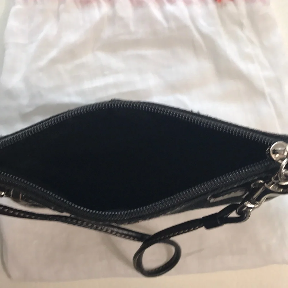 Coach Black Leather and Canvas Wristlet Clutch - Picture 4 of 5